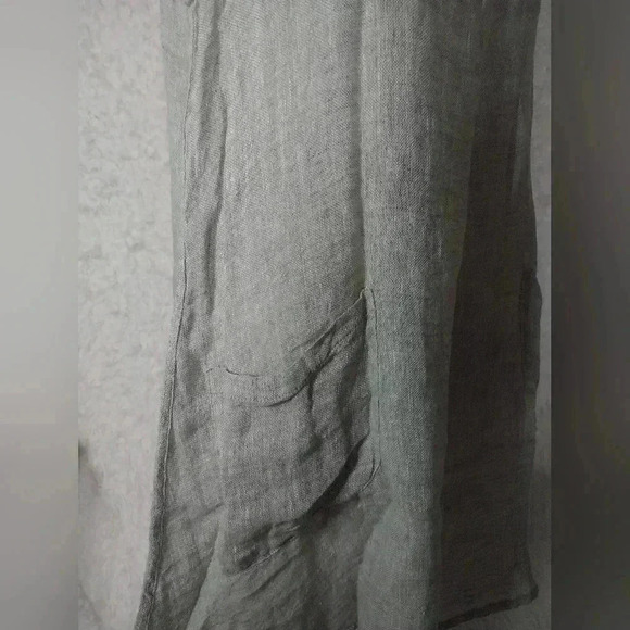 FLAX Slouch Pocket Sleeveless Linen Dress Mini Size M Minimalist Neutral Basic - Picture 6 of 7